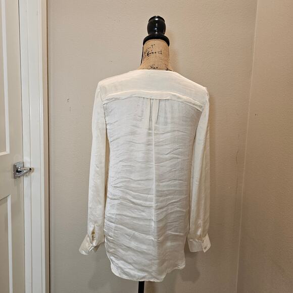 Theory Satin Deno Long Sleeve Button Down Asyem blouse - Picture 5 of 7